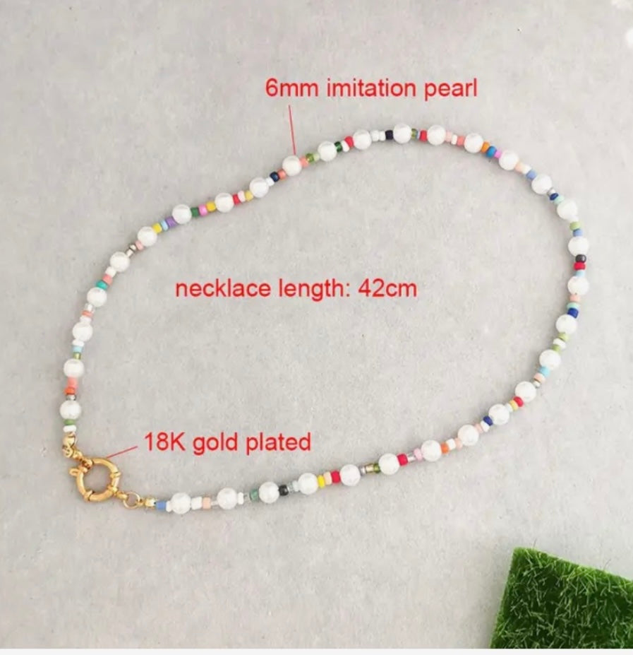 Beaded pearl necklace