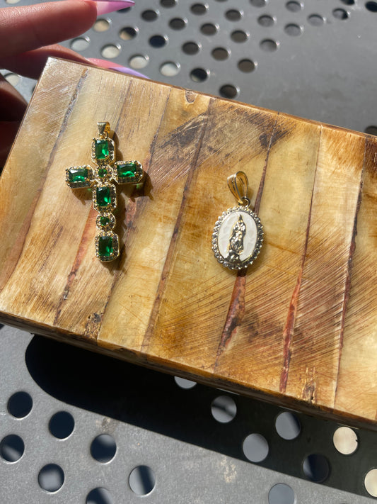18K Gold-Filled Guadalupe Enamel Pendant